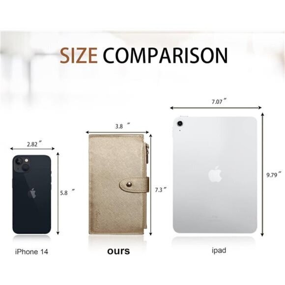 Women's Wallet RFID Blocking Bi fold Multi Card Wallet Zipper Pocket CHAMPAGNE - Picture 3 of 5